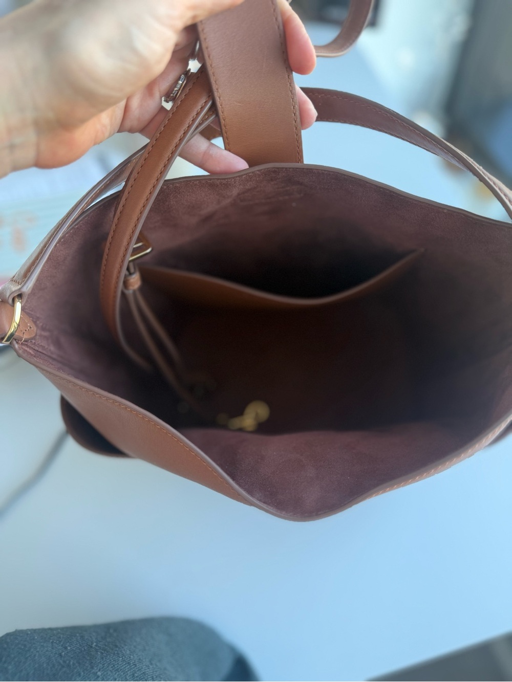 Veronica Beard "The Crest Lock" Leather Bucket Bag - Picture 6 of 6